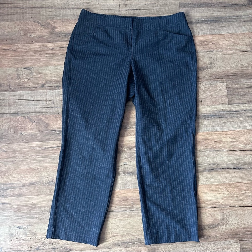 J. Jill Gray Striped Capri Wide Leg Pants Linen Blend Women Size 10